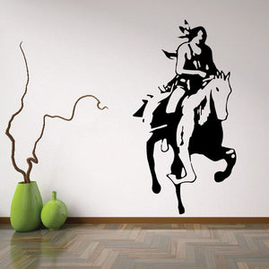 Horse-and-rider decal in black silhouette
