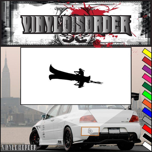 Rowing canoe decal sticker with black paddler silhouette on white rectangle