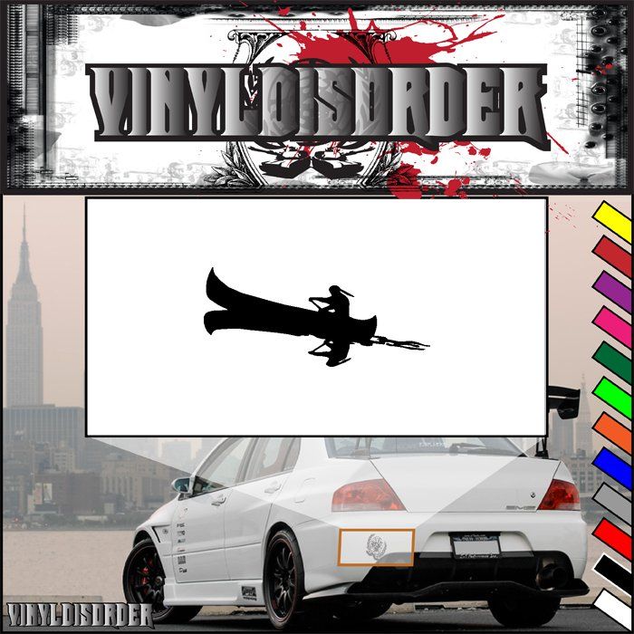 Rowing canoe decal sticker with black paddler silhouette on white rectangle