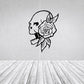 Native American wall decal with black outline warrior holding rose and feather