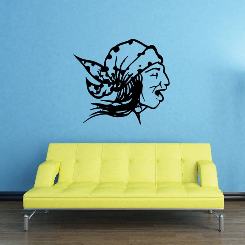 Black Native American profile wall decal with bandana