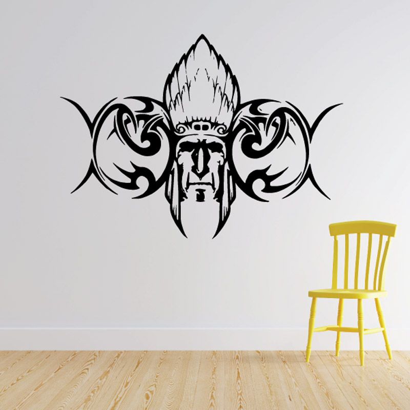 Image of Native American with Tribal Design Decal