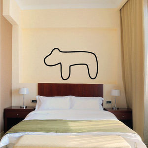 Black outline bear decal on light wall