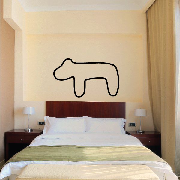 Black outline bear decal on light wall
