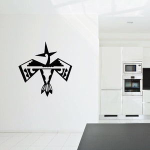 Phoenix bird wall decal with geometric wings, black