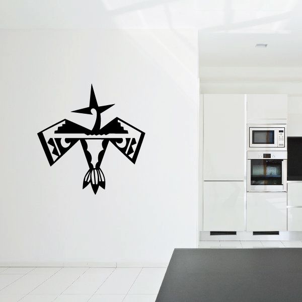 Phoenix bird wall decal with geometric wings, black