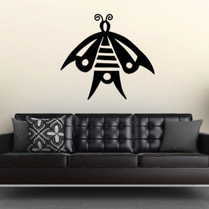 Black native butterfly wall decal with tribal pattern and dot accents