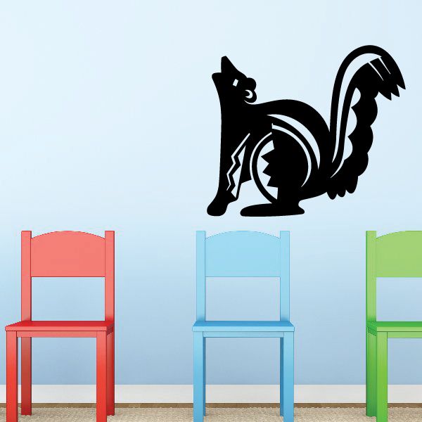 Native chipmunk decal, black stylized animal with white tribal-style accents