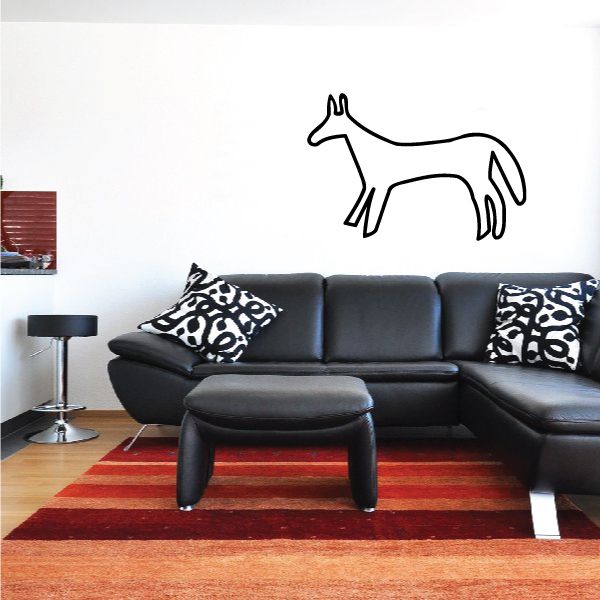 Native horse outline wall decal in black line art