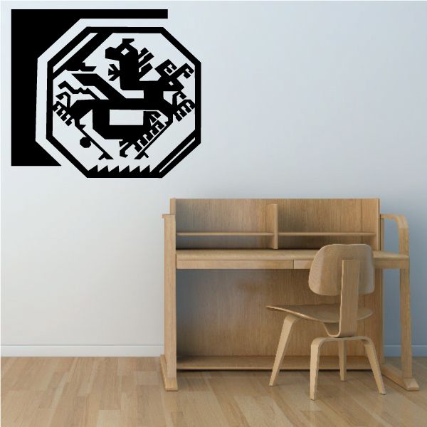 Native serpent decal sticker, octagon emblem in black and white graphics
