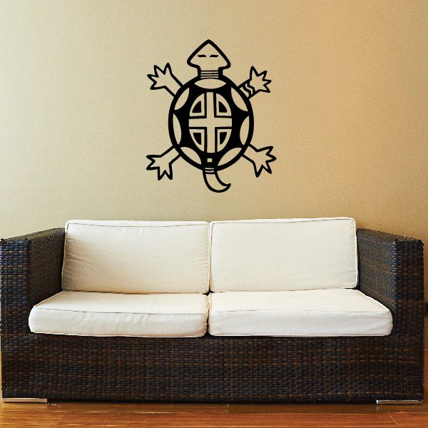 Native Southern turtle wall decal, black tribal line art