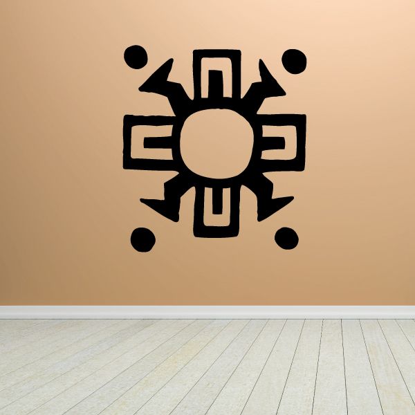 Native southwestern wall decal vinyl: black sunburst face and rays