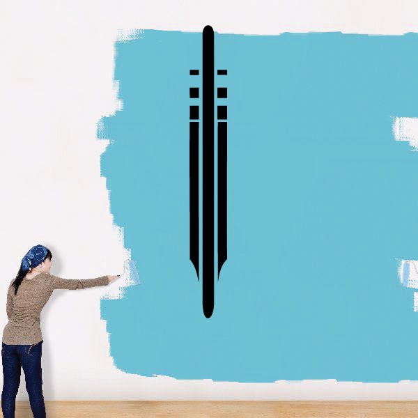 Southwestern vinyl wall decal with tall black ladder-like symbol