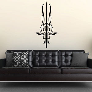 Southwestern vinyl wall decal, black tribal flame design with three vertical tips