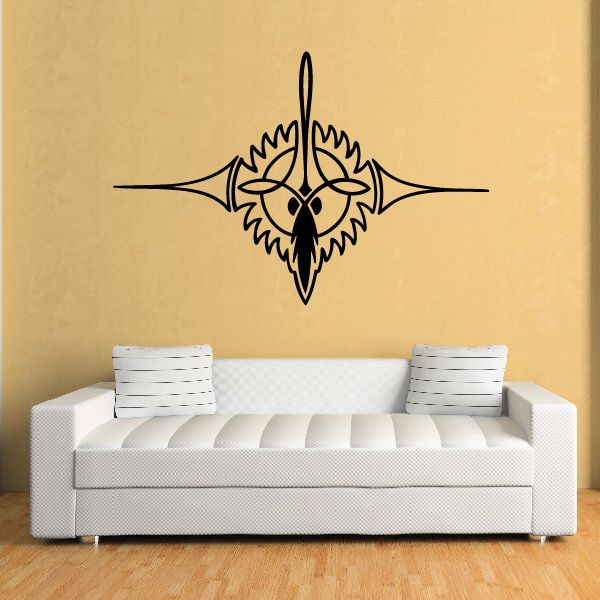 Southwestern wall decal with black feathered bird head line art