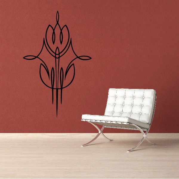 Native southwestern wall decal with black tribal flame and feather pattern