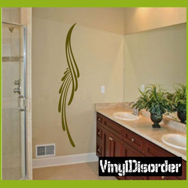 Native southwestern wall decal vinyl with single green feather outline