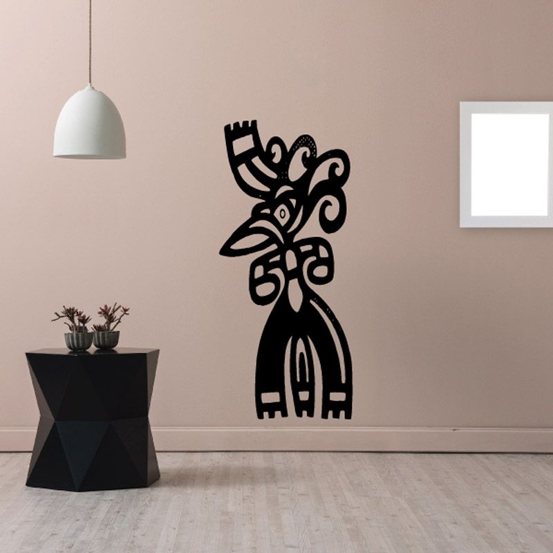 Black bird wall decal with stylized tribal silhouette