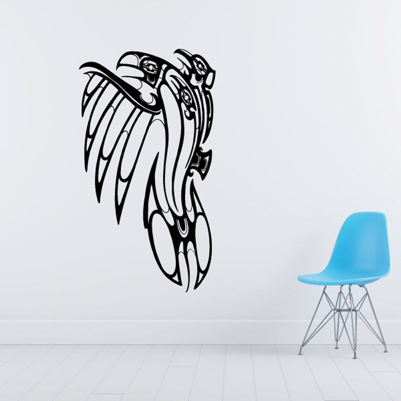 Black and white eagle decal with detailed wings and tribal-style pattern