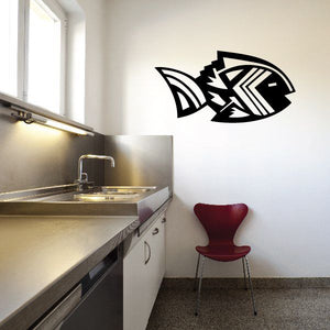 Fish decal wall sticker, black and white stylized fish design