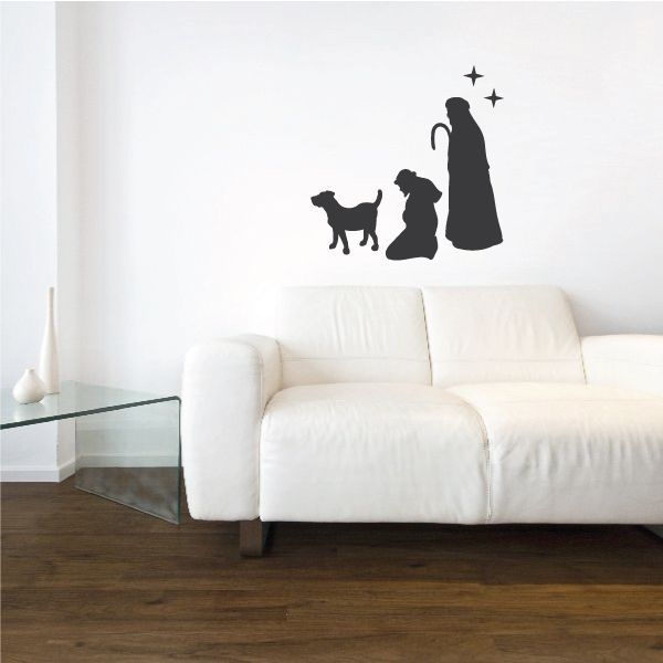 Image of Nativity Onlookers with Dog Decal