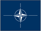 NATO flag sticker with white compass star emblem on dark blue background