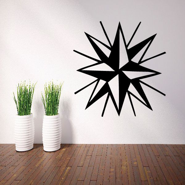 Black starburst navigation wall vinyl decal