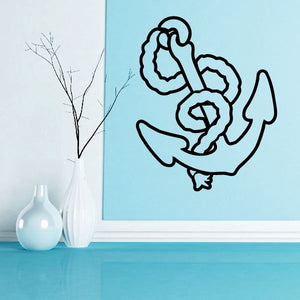 Nautical anchor line-art wall decal, black vinyl