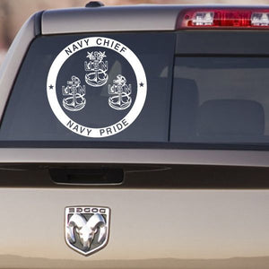 Navy brother block decal: circular white emblem with anchors and text, navy pride