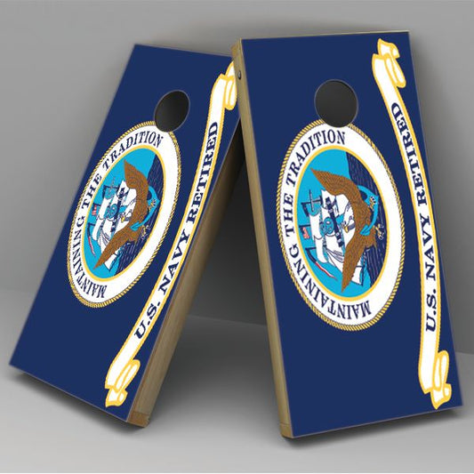 Navy Retired Cornhole Board Vinyl Decal Wrap