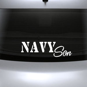 Navy Son vinyl decal with white "NAVY" and cursive "Son" lettering