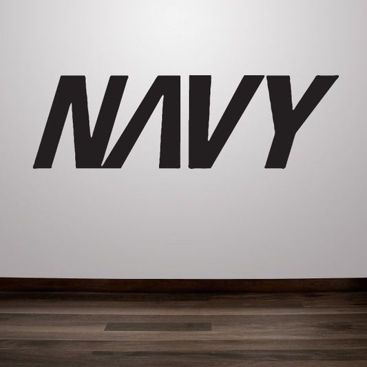 Image of Navy Text Logo Decal