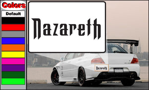 Nazareth decal sticker with bold black stylized 'Nazareth' lettering