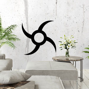 Black ninja star decal with three curved blades and central ring.