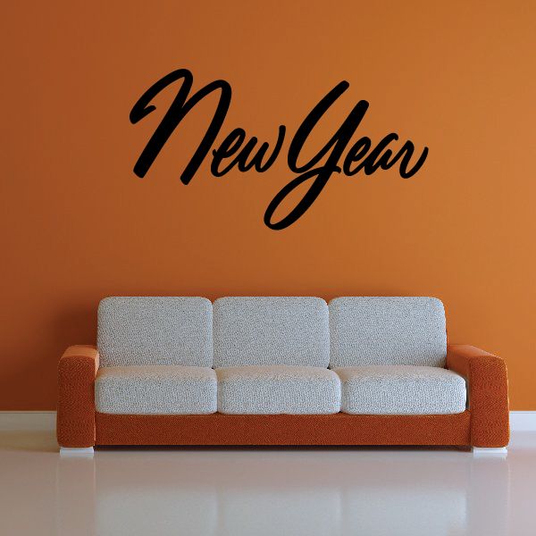 New Year script vinyl wall decal