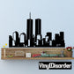 New York City skyline wall decal with Twin Towers silhouette, black