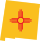 New Mexico state flag shape sticker with red sun symbol on yellow background