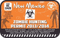 Zombie hunting permit sticker with 'New Mexico' and biohazard symbol, orange graphic