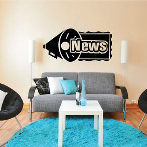News wall decal: black 'NEWS' megaphone logo