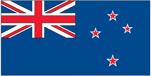 New Zealand flag sticker with Union Jack and red stars on blue