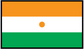 Rectangular Niger flag sticker with orange top, white center and green bottom, orange dot in middle