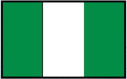 Nigeria flag sticker with vertical green-white-green stripes and rectangular border