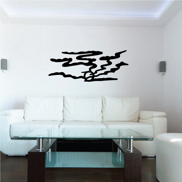 Black moon and jagged cloud wisp wall decal