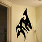 Nightmare shark decal, black stylized shark with open mouth, jagged teeth, and fins