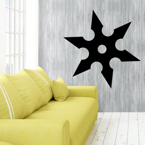 Black ninja star wall decal with shuriken shape