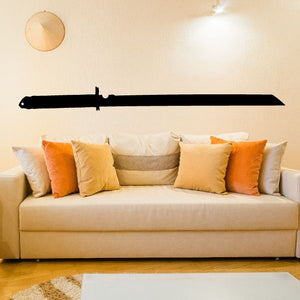 Black ninjato sword wall decal with stylized handle and long blade