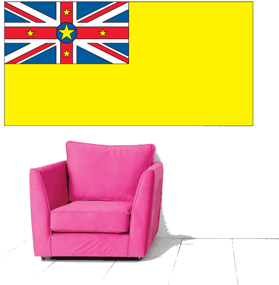Niue flag sticker on yellow backing