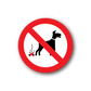 No dogs sign vinyl sticker: red circle with slash over black dog silhouette