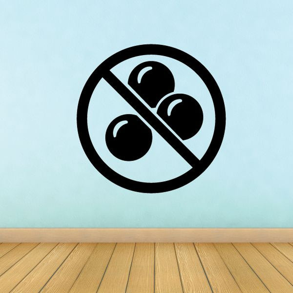 No paintballs wall decal: black circle with diagonal slash over three paintball icons