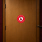 No talking, no texting sticker with red circle, white phone icon, and text